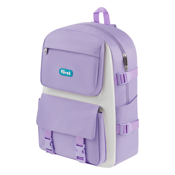 Рюкзак Först "Lilac-white" 40*28*12см, 1 отделение, 4 кармана, в комплекте: сумка-шоппер, косметичка, пенал, мешочек AB_KN67566 388043