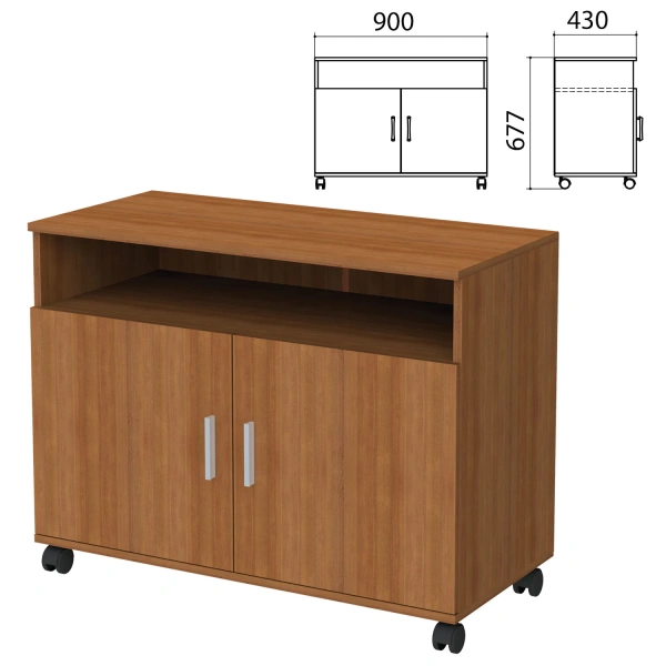 Тумба для оргтехники "Канц" (ш900*г430*в677 мм), 2 двери, цвет орех, ТК28.9 640063