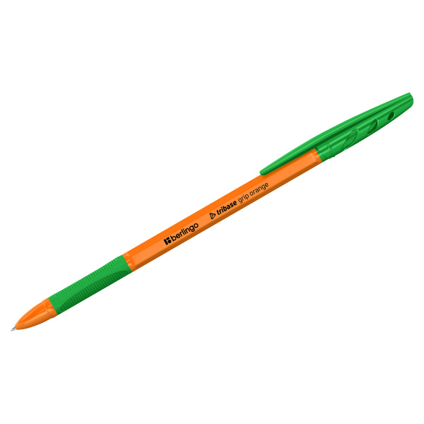Ручка шариковая Berlingo "Tribase grip orange" зеленая, 0,7мм, грип корпус оранжевый CBp_70961 355443 - МСК «Форвард»