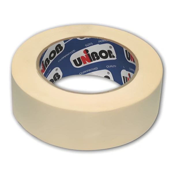 Клейкая лента малярная креппированная 38мм х 50м (реальная длина!), профессиональная, UNIBOB 28138 221258