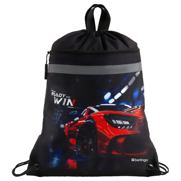 Мешок для обуви 1 отделение Berlingo "Ready to win", 360*460мм, вентиляционная сеточка , светоотражающая лента, карман на молнии SB-EX-1226 389677