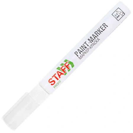 Маркер-краска лаковый (paint marker) 2-4 мм, БЕЛЫЙ, НИТРО-ОСНОВА, STAFF PROFIT, для любых поверхностей, 152577 - МСК «Форвард»