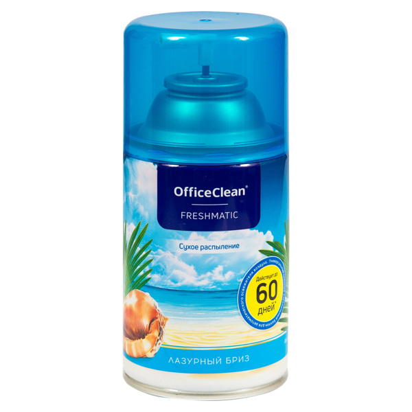 Сменный баллон для освежителя воздуха OfficeClean "Лазурный бриз", сухое распыление, 250мл 262642/264642 ЧЕСТНЫЙ ЗНАК