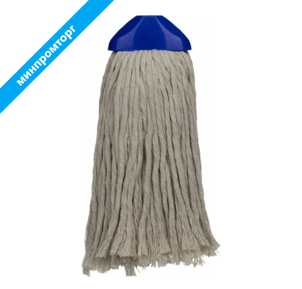 Насадка МОП для верёвочной швабры Кадыйская мануфактура Премиум II Люкс хлопок 30x8 см синяя/бежевая ГИ-010-05 568809 минпромторг