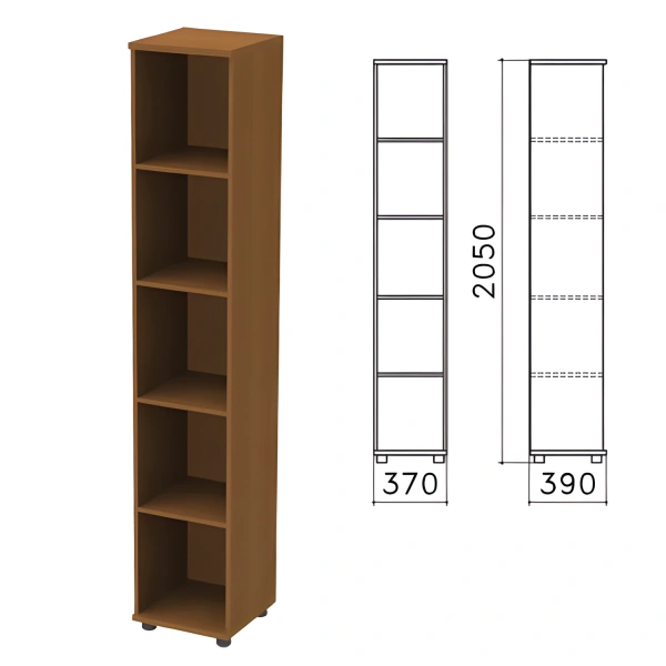 Шкаф (стеллаж) "Монолит" (ш370*г390*в2050 мм), 4 полки, цвет орех, КМ45.3 640175