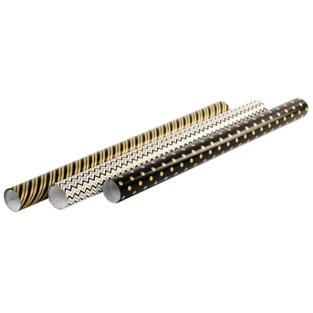 Бумага упаковочная мелованная НАБОР 3 шт., "Golden Pattern", 70х100 см, 3 дизайна, ЗОЛОТАЯ СКАЗКА, 592062 - МСК «Форвард»