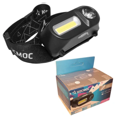 Фонарь налобный аккумуляторный КОСМОС, 3 Вт, LED + 3 Вт, СОВ, Li-ion, заряд от USB, KocH3WDLith 238270 - МСК «Форвард»
