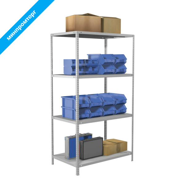 Стеллаж металлический BRABIX MS KD-180/60-4, (в1800*ш1000*г600мм), 4 полки, сборная стойка, 291117 S