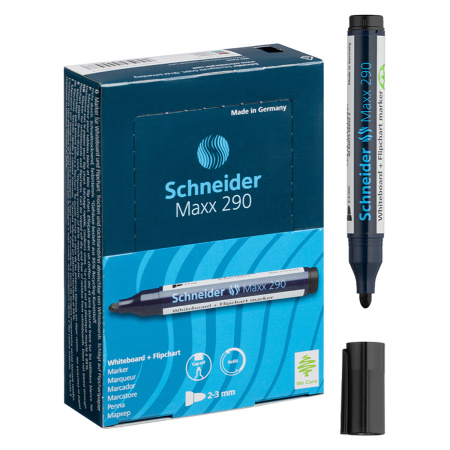 Маркер для белых досок и флипчартов Schneider "Maxx 290" черный, пулевидный, 3мм 129001 029073 - МСК «Форвард»