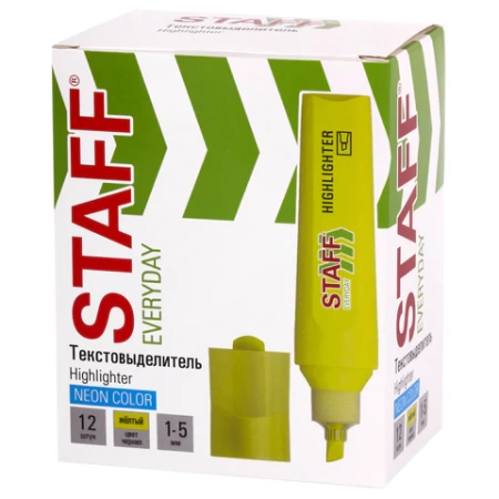 Текстовыделитель STAFF "EVERYDAY HL-720", ЖЕЛТЫЙ, линия 1-5 мм, скошенный наконечник, 152553 - МСК «Форвард»