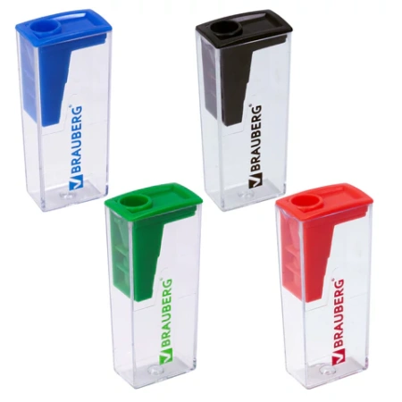 Точилка BRAUBERG "Assistant", с контейнером, пластиковая, корпус ассорти, 228451 - МСК «Форвард»