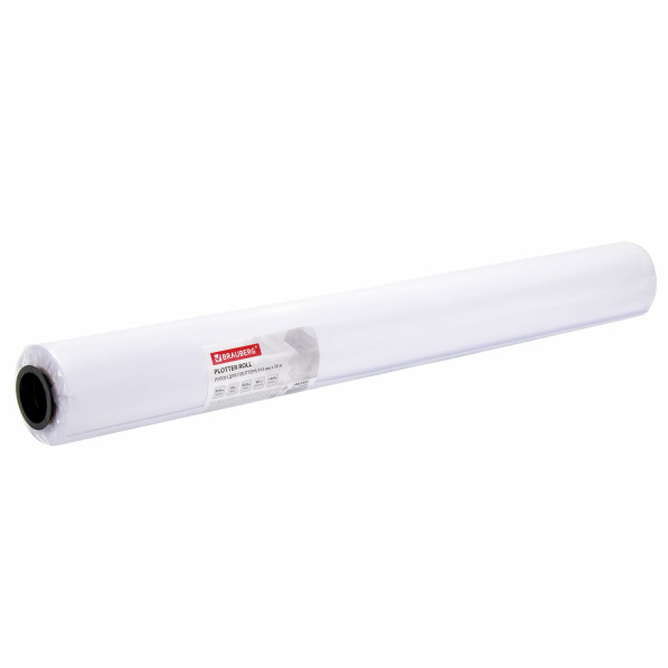 Бумага широкоформатная рулон для плоттера 914мм*50м*втулка 50,8мм, 80г/м2, CIE 146%, BRAUBERG 110458