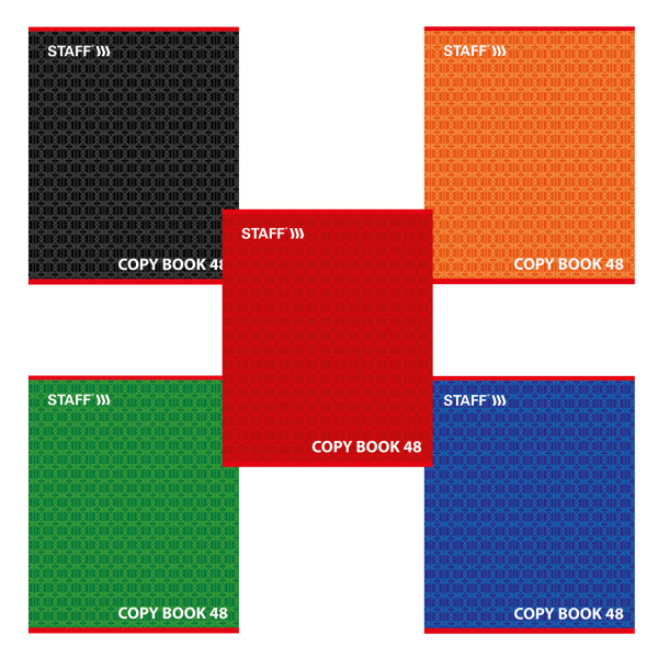 Тетрадь А5 48л. STAFF скоба, линия, офсет №2 ЭКОНОМ, обложка картон, КОНСТРУКТИВ, 402786