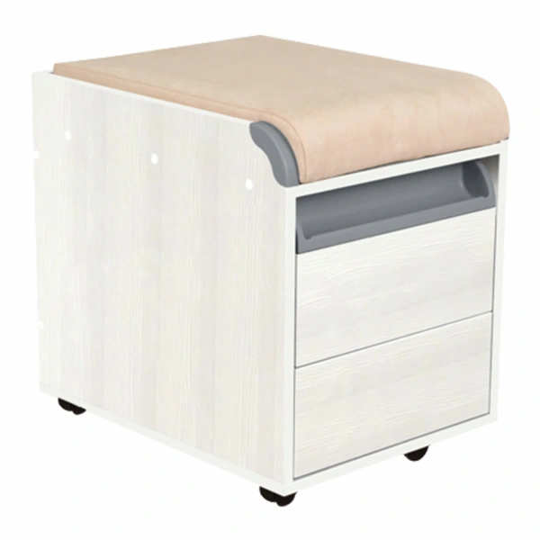 Тумба подкатная "ДЭМИ" ТУВ.10, 426х570х620 мм, 2 ящика + подушка + лоток, пластик серый, рамух белый 982115