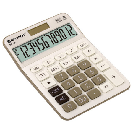 Калькулятор настольный BRAUBERG DC-118-BG (175х126 мм), 12 разрядов, двойное питание, бежевый, 272963 - МСК «Форвард»