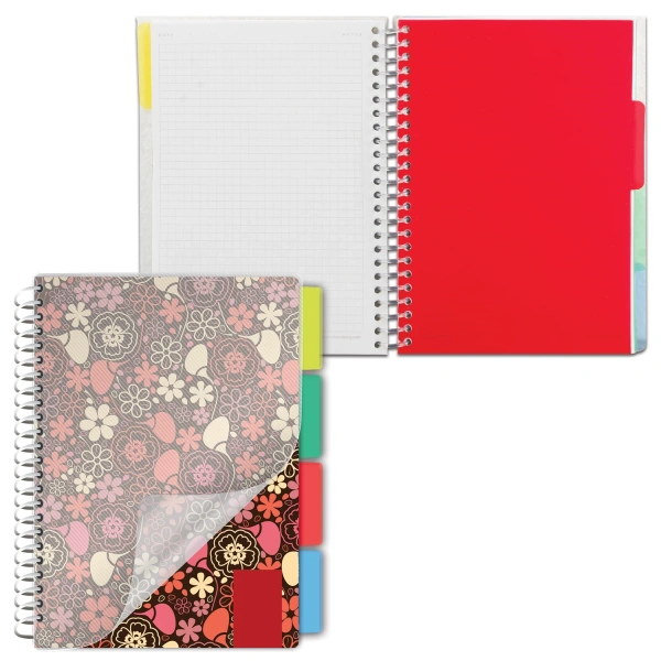 Тетрадь-блокнот 150л. A5 170x215мм BRAUBERG клетка, гребень, обложка пластик, 4разд,Foxy Lady,401794