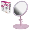Зеркало настольное с LED-подсветкой для макияжа, диаметр 17 см, 3 режима свечения, аккумулятор 1200 mAh, цвет розовый, WBZ (ВБЗ), 609331 - МСК «Форвард»