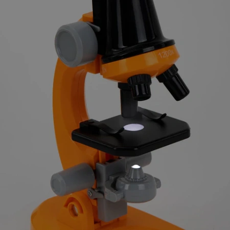 Микроскоп с подсветкой, 30 предметов, в т.ч. набор из 12 микропрепаратов в подарок, увеличение 100х, 400х, 1200х, BRAUBERG KIDS, 391400 - МСК «Форвард»