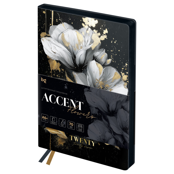 Ежедневник датированный 2027г., А6+, 176л., мягкий переплет, кожзам, BG "Accent", цветы, фольгированный срез DdА6+_68174 390415