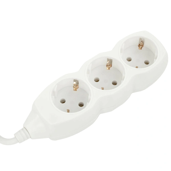 Удлинитель сетевой SONNEN U-131G, 3 розетки, c заземлением, 10А, длина 1,8 м, белый, 511431