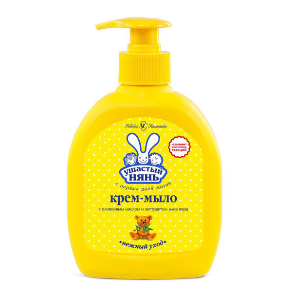 Мыло-крем жидкое 300мл УШАСТЫЙ НЯНЬ, гипоаллергенное, с оливковым маслом и алоэ, дозатор, 22090 1220 600897