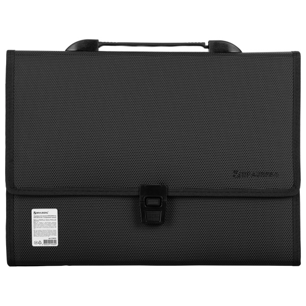 Папка-портфель пласт. BRAUBERG ДИПЛОМАТ А4 (330х245х35мм) 13 отделений, фактура бисер,черный, 226025