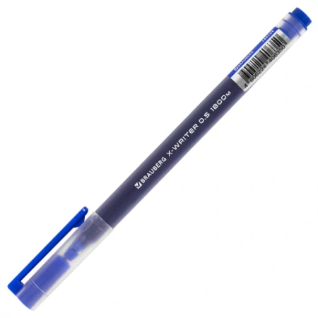 Ручка гелевая BRAUBERG "X-WRITER 1800", УВЕЛИЧЕННАЯ ДЛИНА ПИСЬМА 1 800 м, СИНЯЯ, стандартный узел 0,5 мм, 144134 - МСК «Форвард»