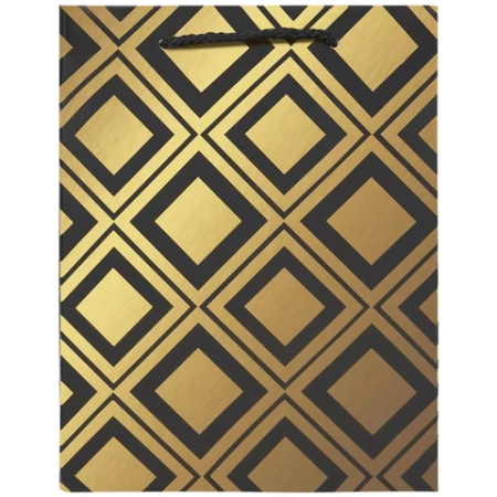 Пакет подарочный 12шт 18x10x23 см, ЗОЛОТАЯ СКАЗКА "Gold Luxury", тиснение фольгой, чёрный, 608248 - МСК «Форвард»