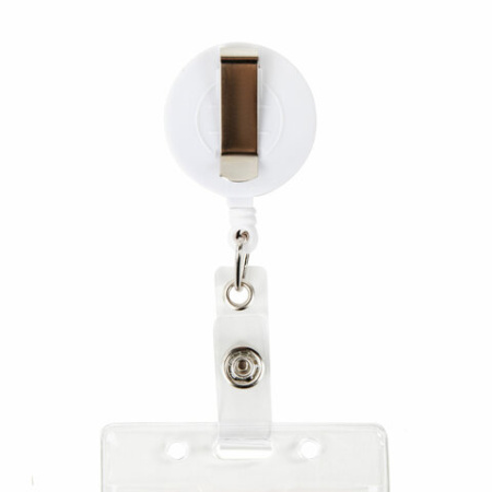 Бейдж вертикальный (90х60 мм), с держателем-рулеткой 70 см, белый, BRAUBERG, 238243 - МСК «Форвард»