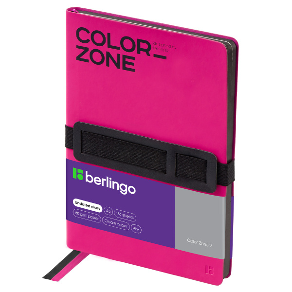 Ежедневник недатированный, А5, 136л., кожзам, Berlingo "Color Zone 2", розовый, мягкая обложка, черный срез UD0_F0021 393581 - МСК «Форвард»