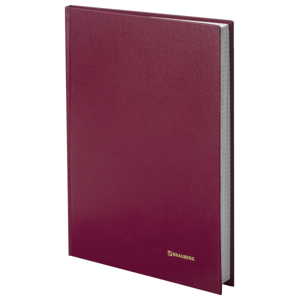 Книга учета 96л, клетка, твердая, бумвинил, блок офсет, А4 (200х290мм), BRAUBERG, бордовая, 130224