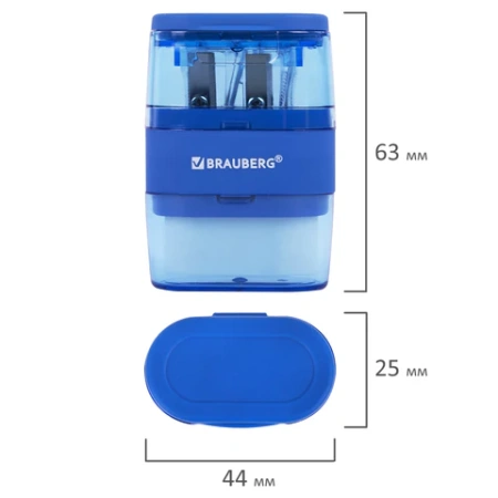 Точилки с ластиком 2 в 1 BRAUBERG "Double", НАБОР 2 ШТУКИ, 2 отверстия, синяя и зеленая, блистер, 271995 - МСК «Форвард»