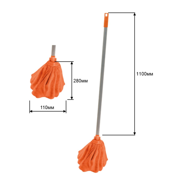 Швабра OfficeClean Professional, ручка 110см, насадка "Юбка" из микрофибры, длина 28см 303078  - МСК «Форвард»