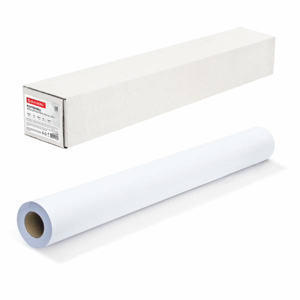 Бумага широкоформатная рулон для плоттера 1067мм*45м*втулка 50,8мм,90г/м2, CIE 146%, BRAUBERG 110631