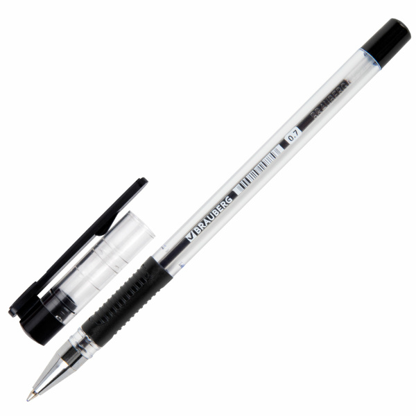 Ручка шариковая с грипом BRAUBERG X-Writer, ЧЕРНАЯ, пишущий узел 0,7мм, линия письма 0,35мм, 142404