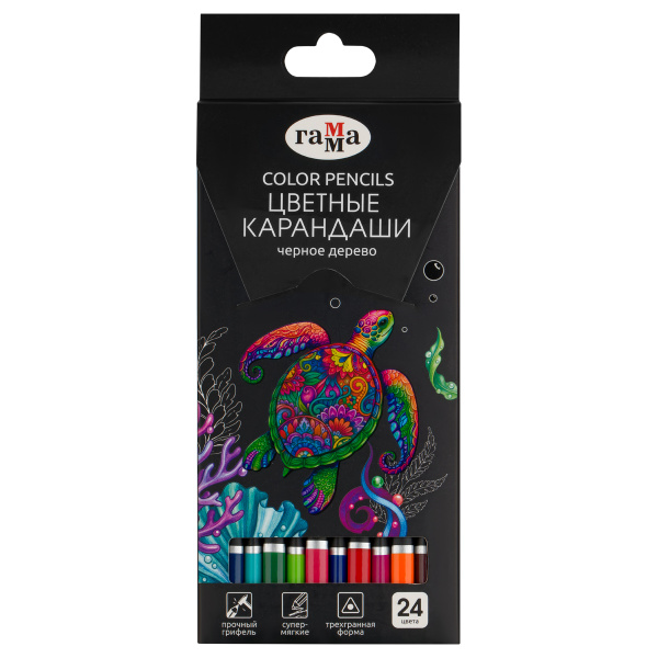 Карандаши цветные Гамма "Классические", 24цв., черное дерево,заточен., картон. упак., европодвес CP24BW_112025 389253 - МСК «Форвард»