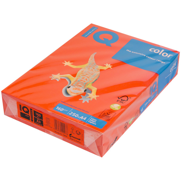 Бумага IQ "Color intensive" А4, 160г/м2, 250л. (кораллово-красный) CO44 087130 - МСК «Форвард»