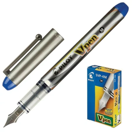 Ручка перьевая PILOT V-Pen, СИНЯЯ, корпус серый, линия письма 0,58 мм, SVP-4M L 144422 - МСК «Форвард»