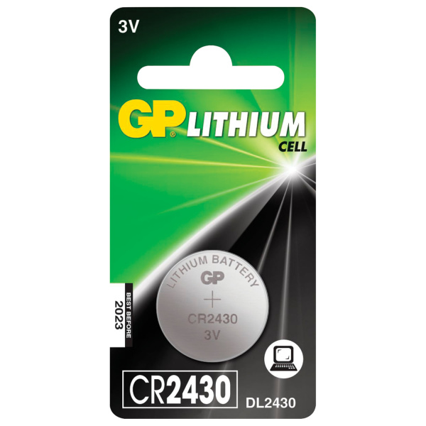 Батарейка GP Lithium, CR2430, литиевая, 1 шт, блистер, CR2430-8C1 454102