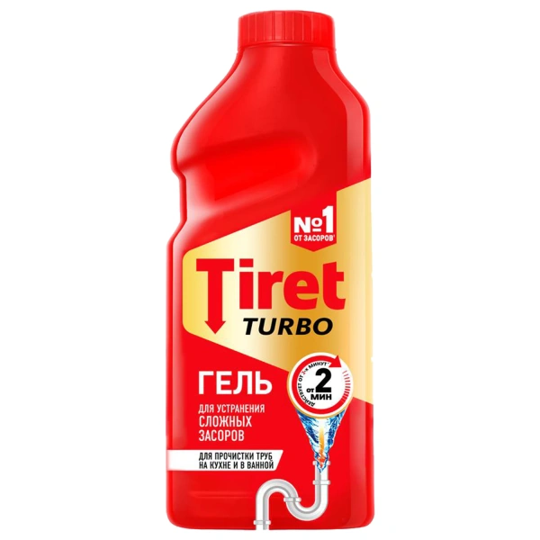 Средство для прочистки канализационных труб 500мл TIRET (Тирет) Turbo, гель, 8147369 602019