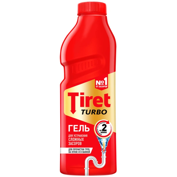Средство для прочистки канализационных труб 1л TIRET (Тирет) Turbo, гель, 8147377 602018