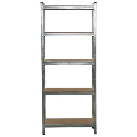 Стеллаж металлический BOOMHOUSE (БУМХАУС) безболтовой, 1800x750x350 мм, 5 полок МДФ, нагрузка на стеллаж до 875 кг, серебристый, 291411 - МСК «Форвард»