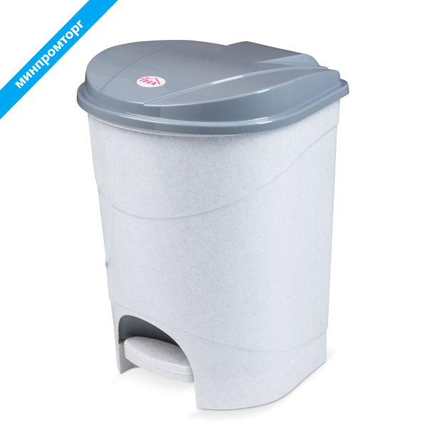 Ведро-контейнер 19л С КРЫШКОЙ И ПЕДАЛЬЮ, для мусора, (в39*ш30,5*г30,5см), серое, IDEA, М2892 601032