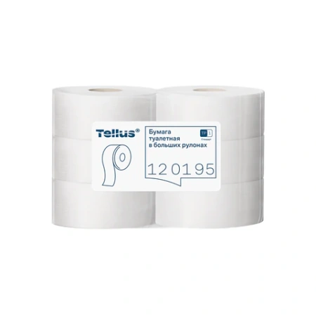 Бумага туалетная 525 м, БОЛЬШОЙ РУЛОН, Tellus/TORK (Система T1) UNIVERSAL, КОМПЛЕКТ 6 рулонов, 1-слойная,120195 124548 - МСК «Форвард»