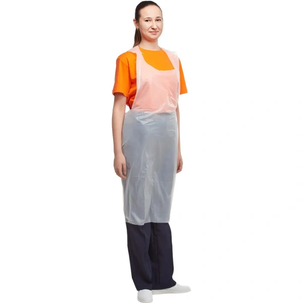 Фартук одноразовый Klever 76х120 см полиэтиленовый 8 мкм белый в пласте (100 штук в упаковке) 995684