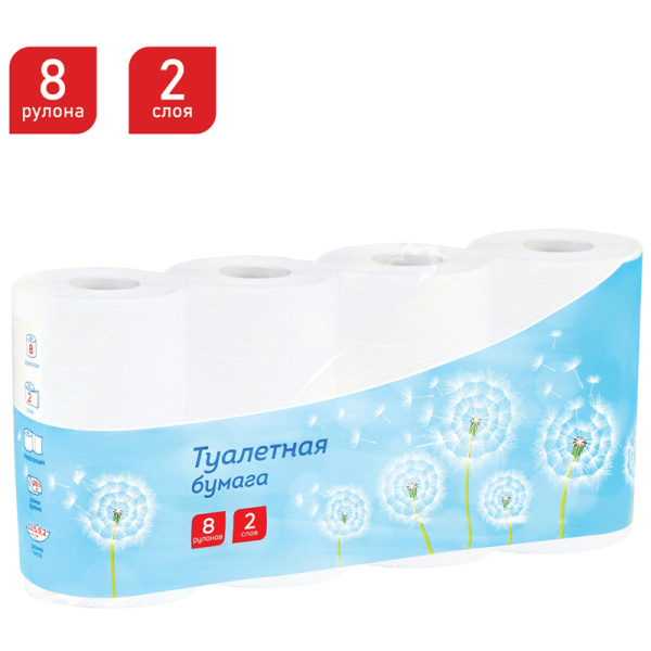 Бумага туалетная OfficeClean, 2-слойная, 8шт., 28,5м/рул., тиснение, белая 325789 - МСК «Форвард»