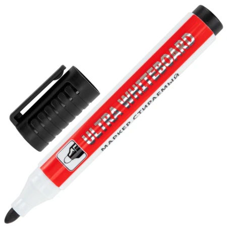 Маркер стираемый для белой доски ЧЕРНЫЙ, BRAUBERG "ULTRA WHITEBOARD MARKER", 3 мм, с клипом, 152634 - МСК «Форвард»