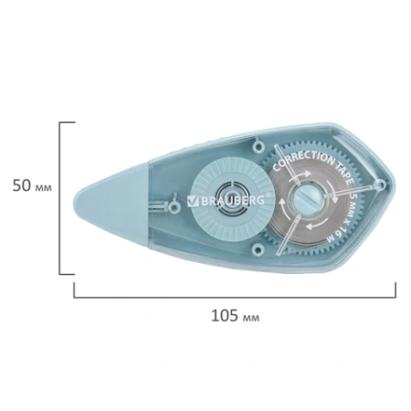 Корректирующая лента BRAUBERG REWIND, 5 мм х 16 м, механизм перемотки, корпус зеленый, блистер, 272490 - МСК «Форвард»
