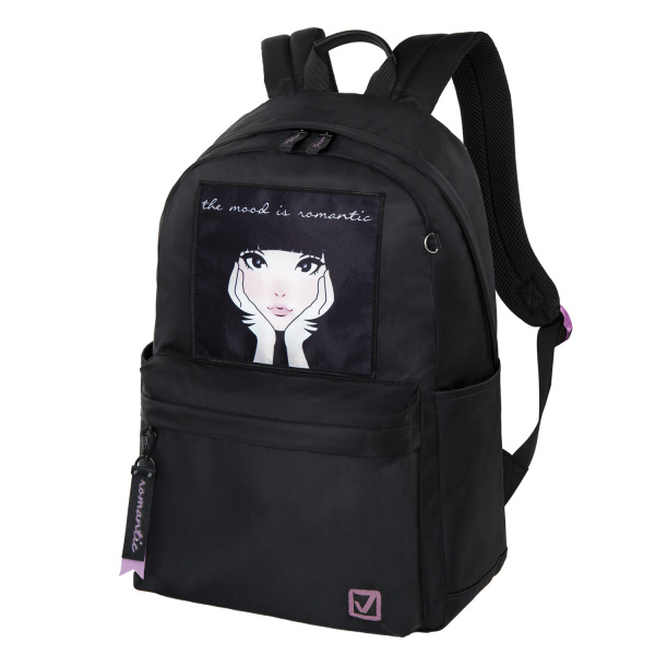 Рюкзак BRAUBERG FASHION CITY универсальный, карман-антивор,Romantic Anime,черный,44х31х16 см,270808