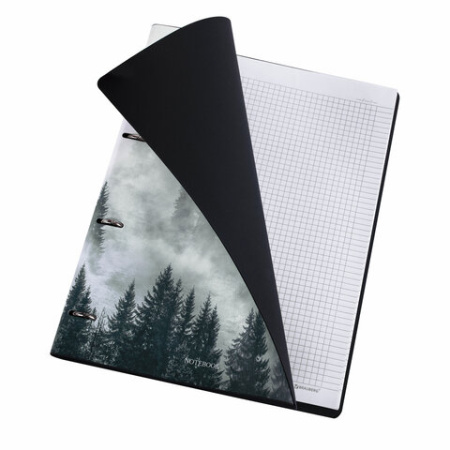 Тетрадь на кольцах БОЛЬШАЯ А4 (240х310 мм), 120 л., под кожу, BRAUBERG VISTA, "Туман", 404515 - МСК «Форвард»